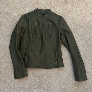 TCEC Vegan Leather Jacket Military Green